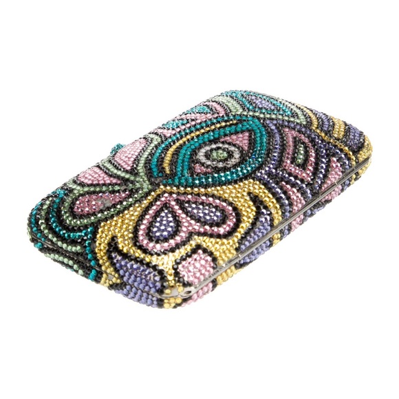 Sylvia Toledano Handbags - Designer Crystal Embellished Multicolor Evening Minaudière Clutch